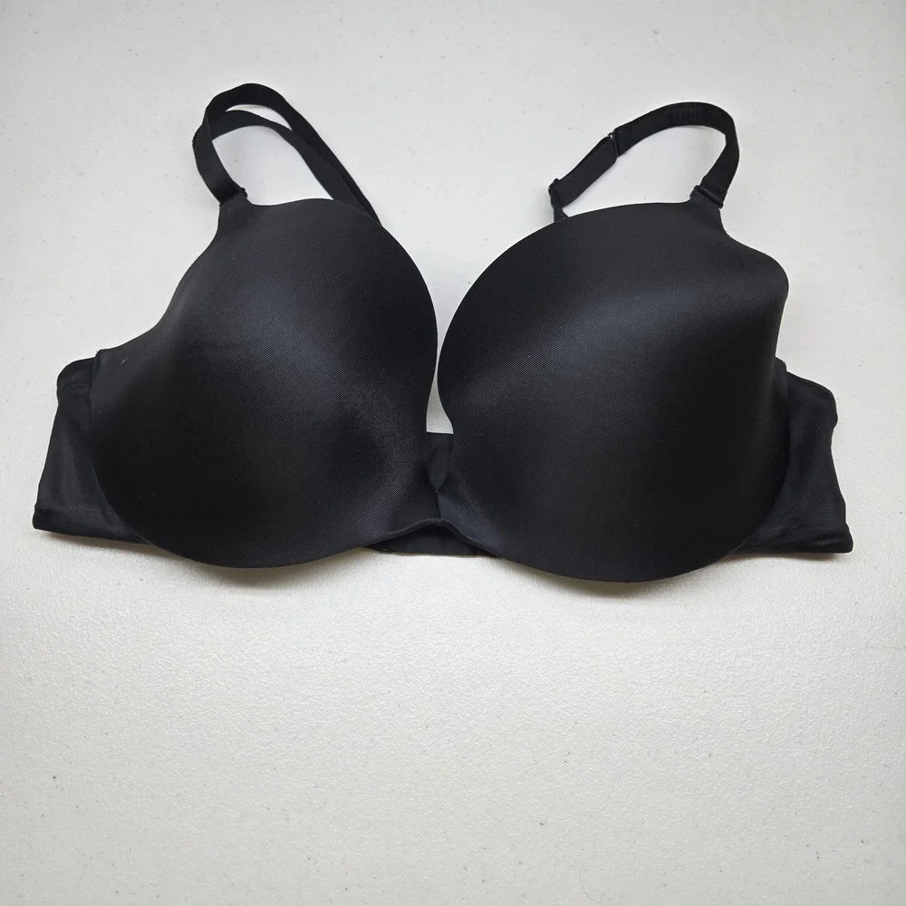 Cacique Women Bra 42DD Black T Shirt Underwired Knit Adjustable READ